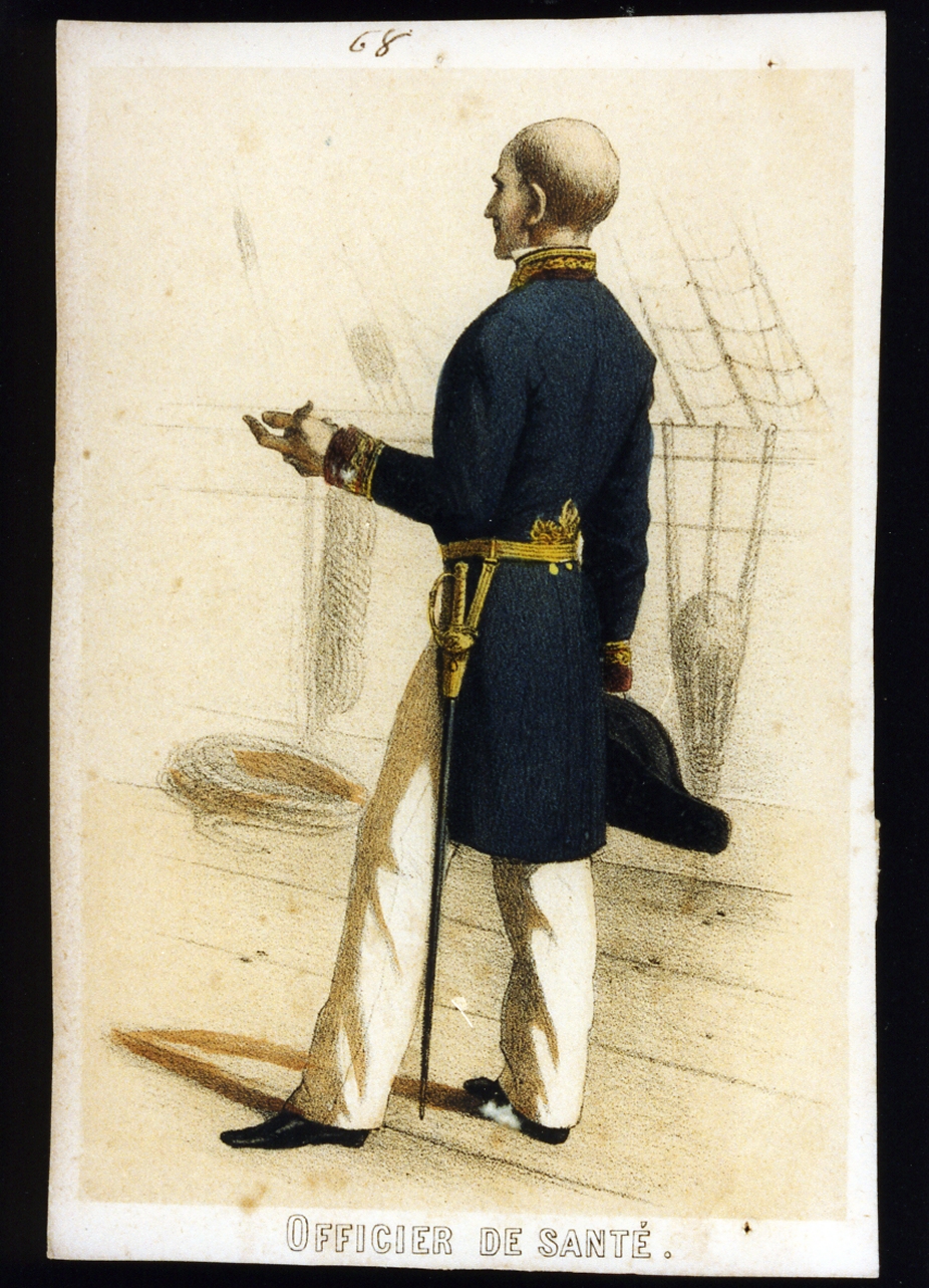 militare dell'esercito di Napoleone III ufficiale medico di marina (stampa a colori) - ambito francese (sec. XIX)