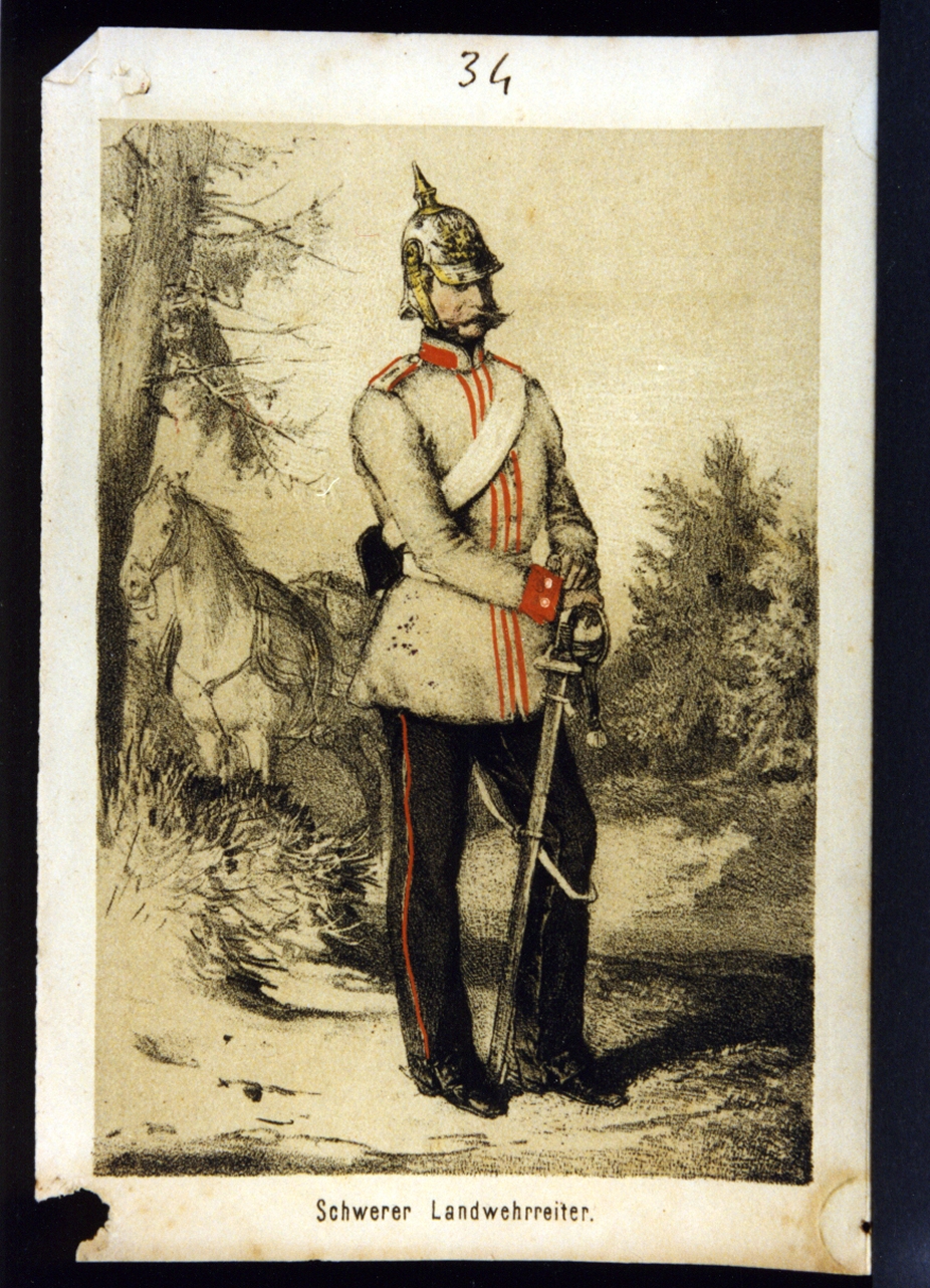 militare dell'esercito prussiano (stampa a colori) - ambito tedesco (ultimo quarto sec. XIX)