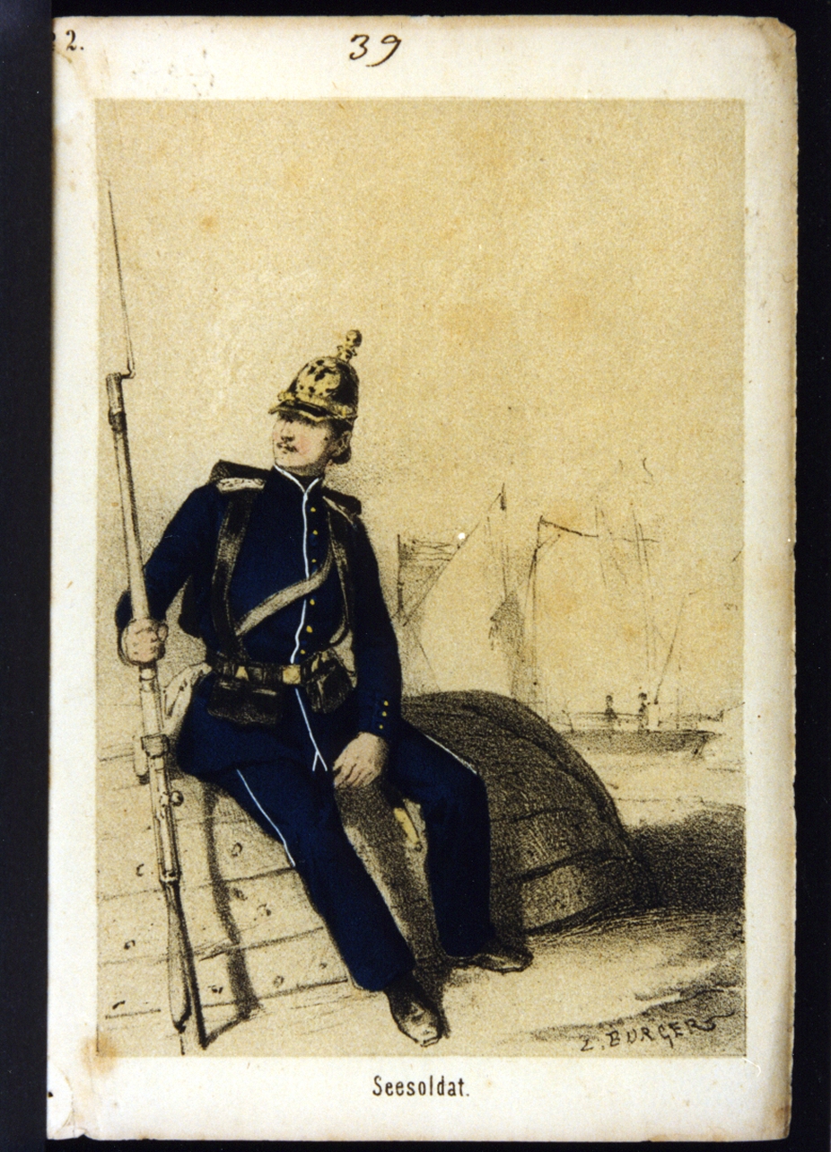 militare dell'esercito prussiano: marinaio (stampa a colori) - ambito tedesco (ultimo quarto sec. XIX)