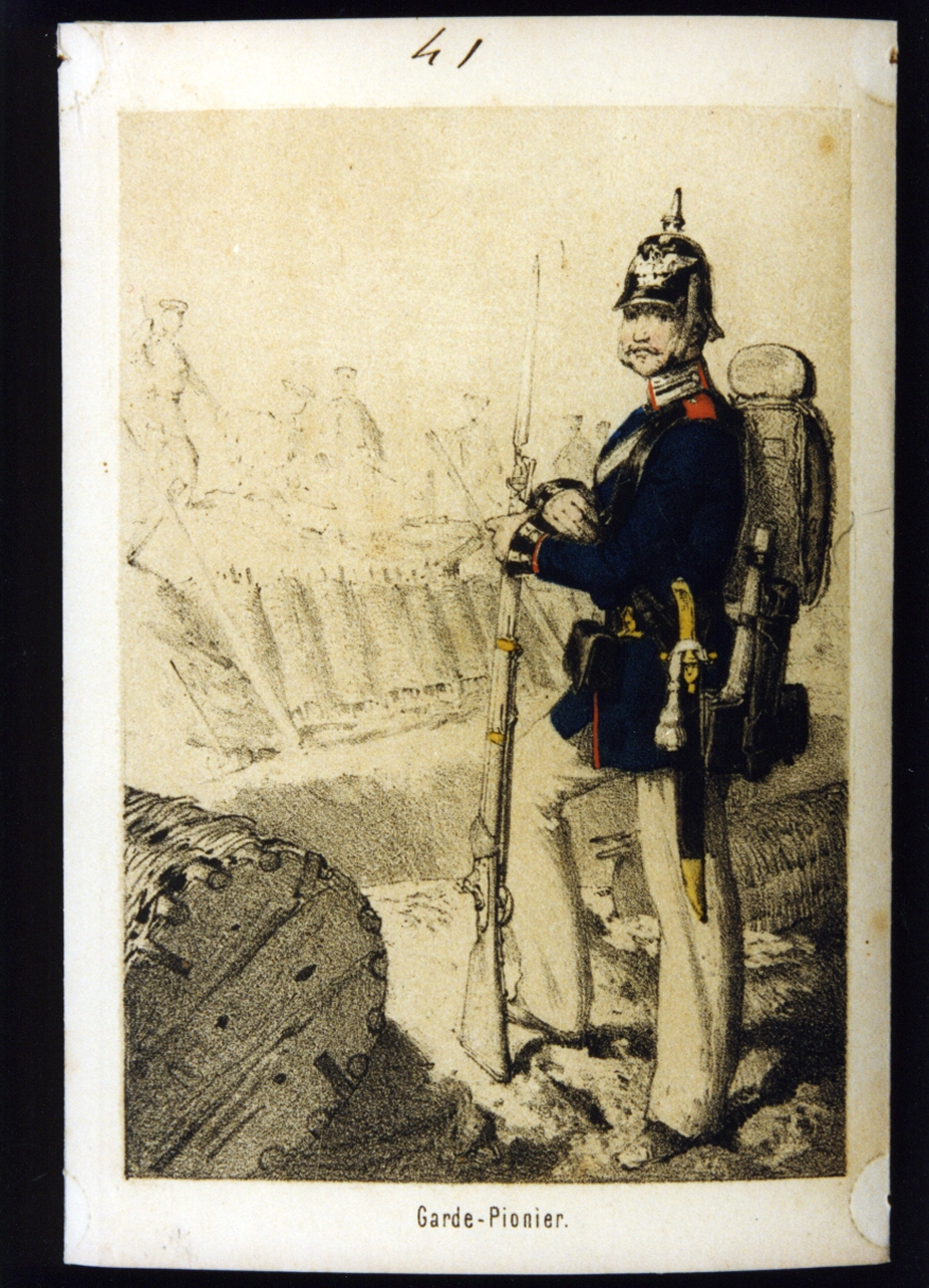 militare dell'esercito prussiano: esploratore (stampa a colori) - ambito tedesco (ultimo quarto sec. XIX)