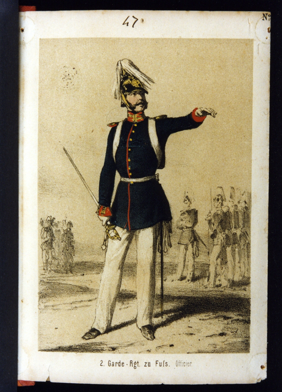 militare dell'esercito prussiano: ufficiale (stampa a colori) - ambito tedesco (ultimo quarto sec. XIX)