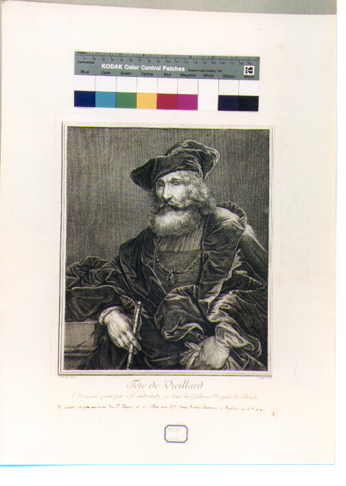 TETE DE VIEILLARD, ritratto d'uomo (stampa) di Van Rijn Rembrandt Harmenszoon, Danzel Jerome (secc. XVIII/ XIX)