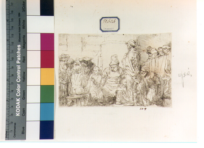 disputa di Gesù con i dottori nel tempio (stampa) di Van Rijn Rembrandt Harmenszoon (sec. XVII)
