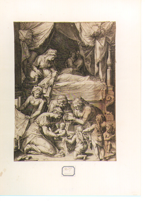 nascita di Maria Vergine (stampa) di Muziano Girolamo detto Girolamo da Brescia, Cort Cornelis (sec. XVI)