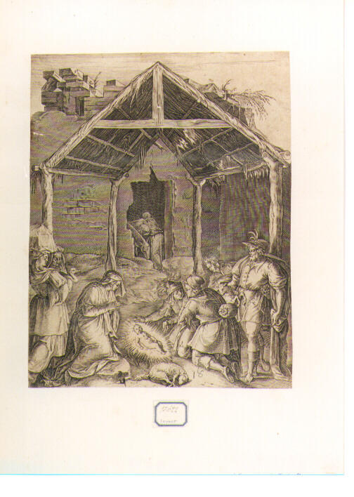 natività di Gesù (stampa) di Cort Cornelis (CERCHIA), Muziano Girolamo detto Girolamo da Brescia (CERCHIA) (sec. XVI)