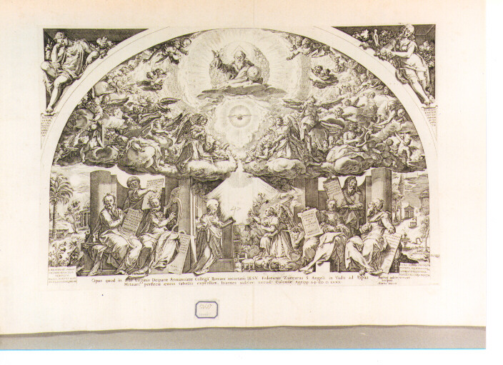 Annunciazione e personaggi dell'Antico Testamento (stampa) di Sadeler Raphael I, Zuccari Federico (sec. XVI)