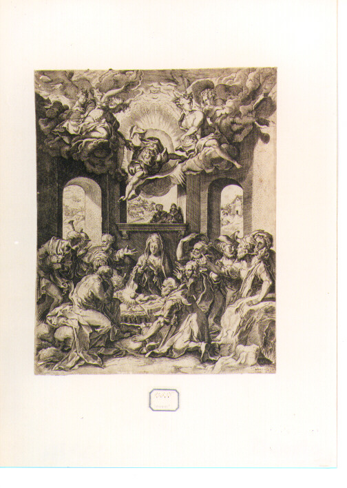 adorazione dei pastori (stampa) di Zuccari Taddeo, Cort Cornelis (CERCHIA) (sec. XVI)