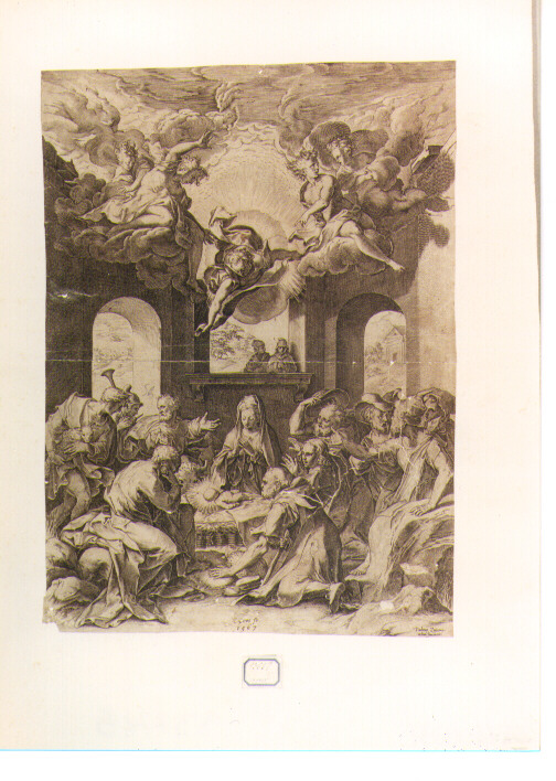 adorazione dei pastori (stampa) di Cort Cornelis, Zuccari Taddeo (sec. XVI)