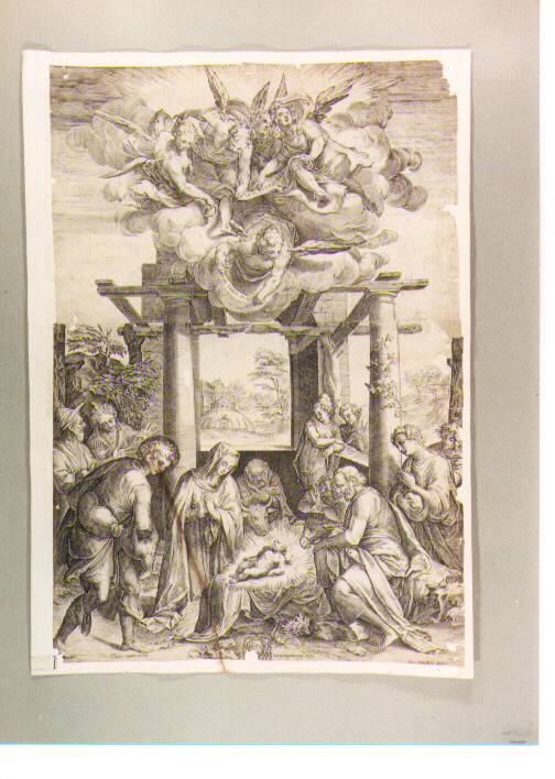 adorazione dei pastori (stampa) di Alberti Cherubino, Zuccari Taddeo (sec. XVI)