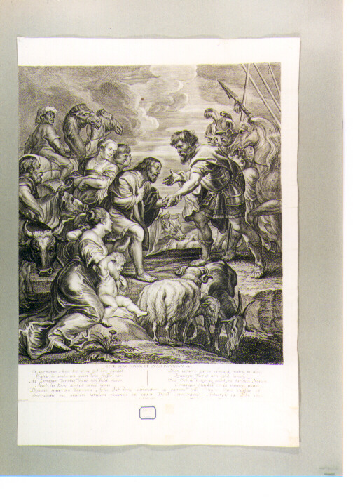 riconciliazione di Esaù e Giacobbe (stampa) di Rubens Pieter Paul, De Bailliu Pieter il Vecchio (sec. XVII)