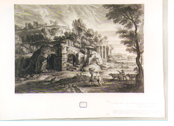 paesaggio con rovine (stampa) di Bolswert Schelte Adams, Rubens Pieter Paul (sec. XVII)