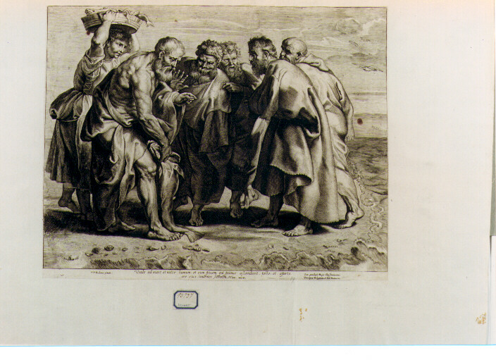San Pietro estrae una moneta dalla bocca del pesce e paga il tributoal tempio (stampa) di Rubens Pieter Paul, Vorsterman Lucas I (sec. XVII)