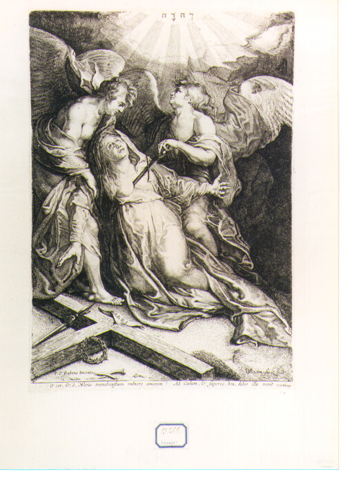 Madonna Addolorata con simboli della Passione (stampa) di Van der Leeuw Willem, Rubens Pieter Paul (sec. XVII)