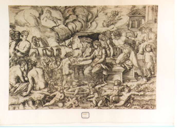 Fetonte sul carro del sole (stampa) di Buonarroti Michelangelo, Beatrizet Nicolas (sec. XVI)