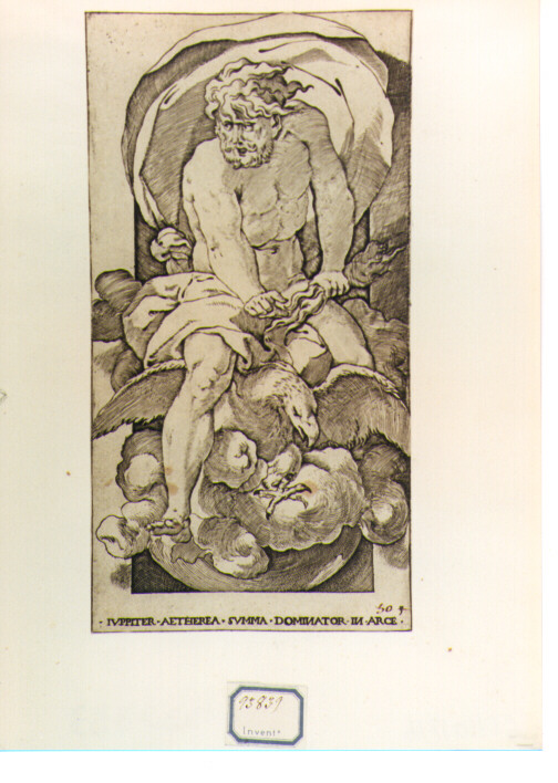 Giove (stampa) di Giovan Battista di Jacopo detto Rosso Fiorentino, Caraglio Giovanni Giacomo (sec. XVII)