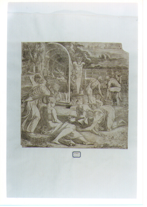 scena campestre con figure (stampa) di Davent Léon, Primaticcio Francesco detto Bologna (sec. XVI)