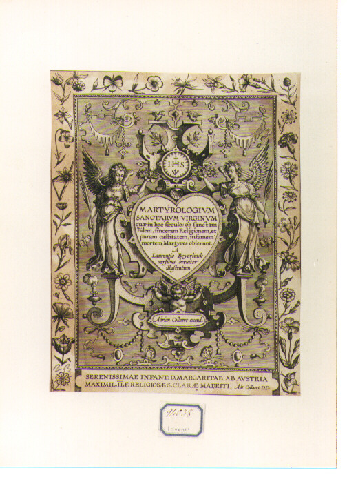 angeli con corona e simboli del martirio (stampa) di Collaert Adriaen (CERCHIA) (secc. XVI/ XVII)