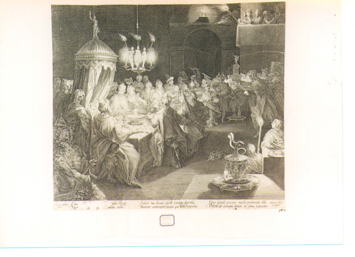 banchetto di Baltassar (stampa) di Muller Jan (fine/inizio secc. XVI/ XVII)