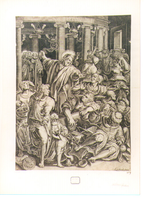 Cristo caccia i mercanti dal tempio (stampa) di Van der Straet Jan detto Giovanni Stradano - ambito veneto (sec. XVI)