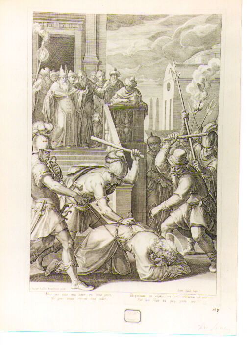 Cristo davanti ad Anna (stampa) di Sadeler Jan il Vecchio, Schwarz Christoph (sec. XVI)