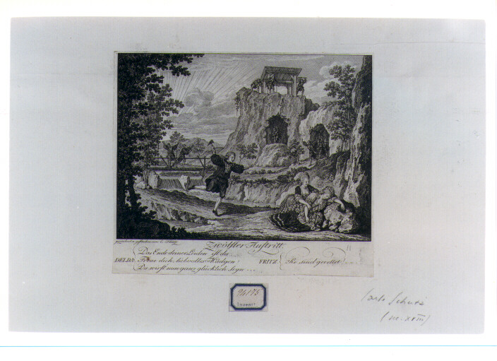 scena campestre con figure (stampa) di Schutz Carl (seconda metà sec. XVIII)