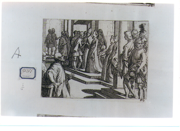 scena della vita di Margherita d'Austria (stampa) di Schiaminossi Raffaello (secc. XVI/ XVII)