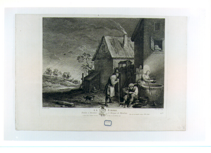 scena campestre con figure (stampa) di Teniers David il Giovane, Le Bas Jacques Philippe (sec. XVIII)