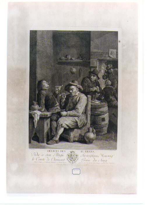 interno di osteria con figure (stampa) di Lempereur Louis Simon, Teniers David il Giovane (secc. XVIII/ XIX)