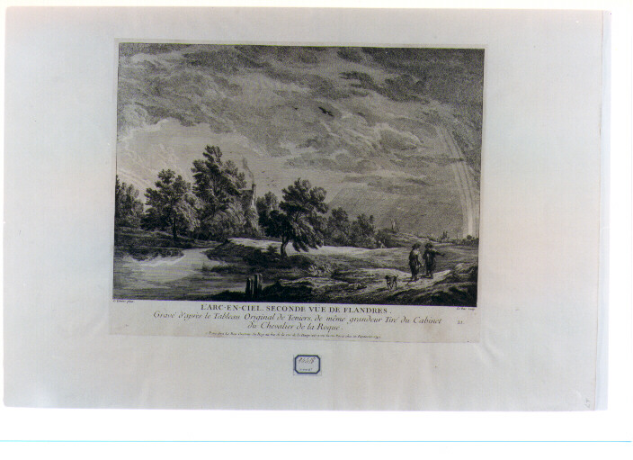 paesaggio fluviale (stampa) di Le Bas Jacques Philippe, Teniers David il Giovane (sec. XVIII)