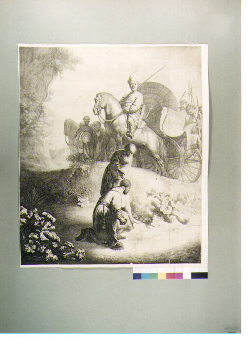 San Filippo battezza l'eunuco (stampa) di Van der Vliet Jan Georg, Van Rijn Rembrandt Harmenszoon (sec. XVII)