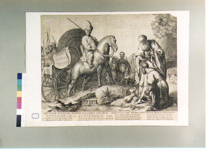 San Filippo battezza l'eunuco (stampa) di Visscher Claez Jansz II, Van Rijn Rembrandt Harmenszoon (sec. XVII)
