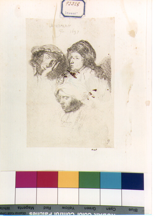 studi di teste (stampa) di Van Rijn Rembrandt Harmenszoon (sec. XVII)