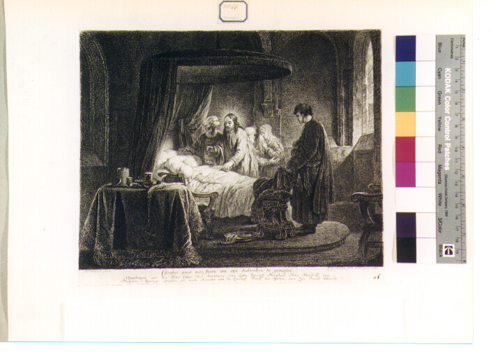 Cristo resuscita la figlia di Giairo (stampa) di Schmidt Georg Friedrich, Van Rijn Rembrandt Harmenszoon (sec. XVIII)