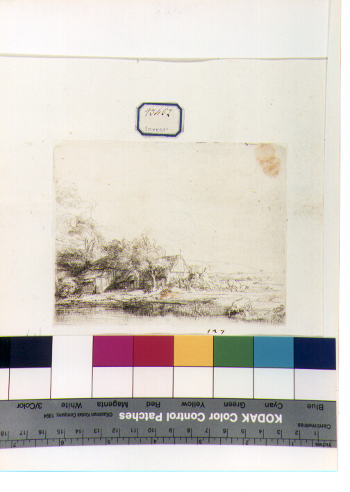 paesaggio fluviale (stampa) di Van Rijn Rembrandt Harmenszoon (sec. XVII)