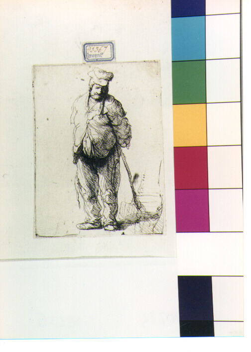 mendicante con bastone (stampa) di Van Rijn Rembrandt Harmenszoon (sec. XVII)