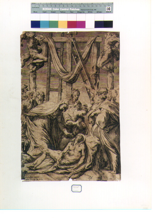 deposizione di Cristo dalla croce (stampa) di De Santis Orazio, Cesura Pompeo (sec. XVI)