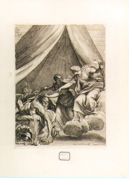 Giuditta decapita Oloferne (stampa) di Sacchi Andrea (secondo quarto sec. XVII)