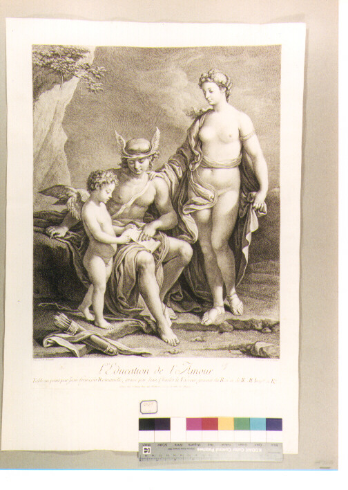 educazione di Cupido (stampa) di Levasseur Jean Charles, Romanelli Giovanni Francesco (seconda metà sec. XVIII)