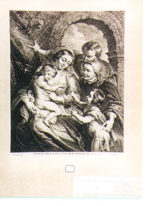Sacra Famiglia con Sant'Anna e San Giovanni Battista bambino (stampa) di Rubens Pieter Paul, Bolswert Schelte Adams (sec. XVII)