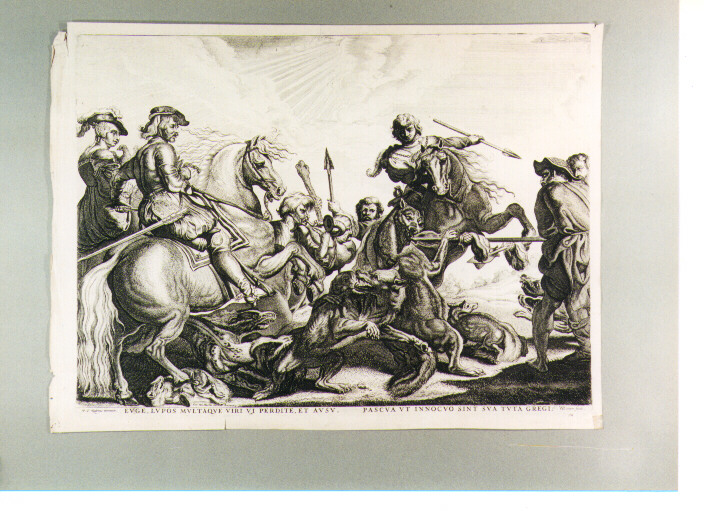 caccia al lupo e alla volpe (stampa) di Van der Leeuw Willem, Rubens Pieter Paul (secc. XVII/ XVIII)