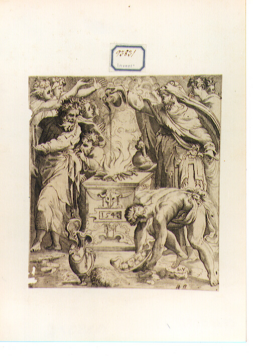 sacrificio pagano (stampa) di Vico Enea, Bonaccorsi Pietro detto Perin del Vaga (sec. XVI)