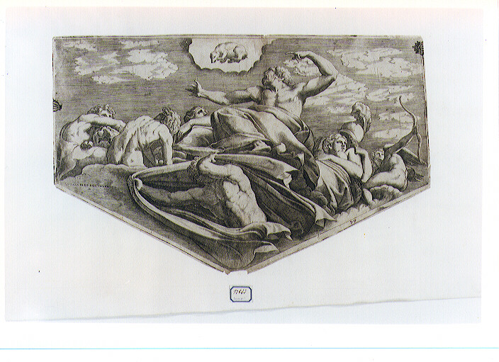 Giove trasforma Callisto in costellazione dell'Orsa (stampa) di Ghisi Giorgio, Primaticcio Francesco detto Bologna (sec. XVI)