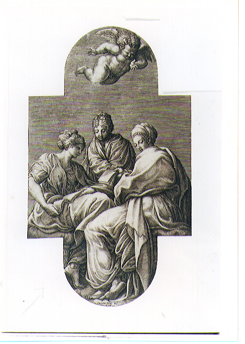 tre Muse e Genio (stampa) di Ghisi Giorgio, Primaticcio Francesco detto Bologna (sec. XVI)