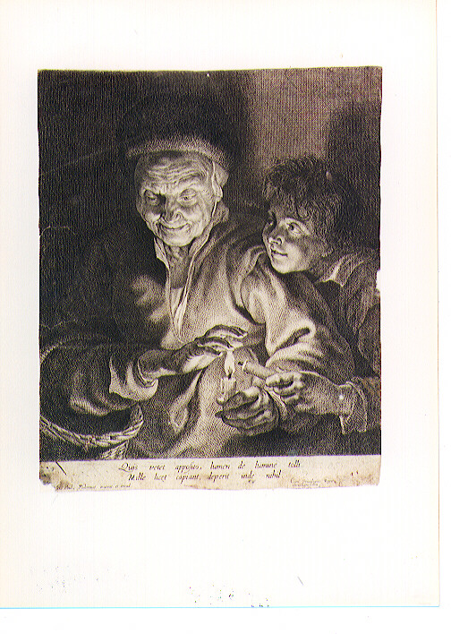 figura di vecchia con una candela (stampa) di Rubens Pieter Paul (sec. XVII)
