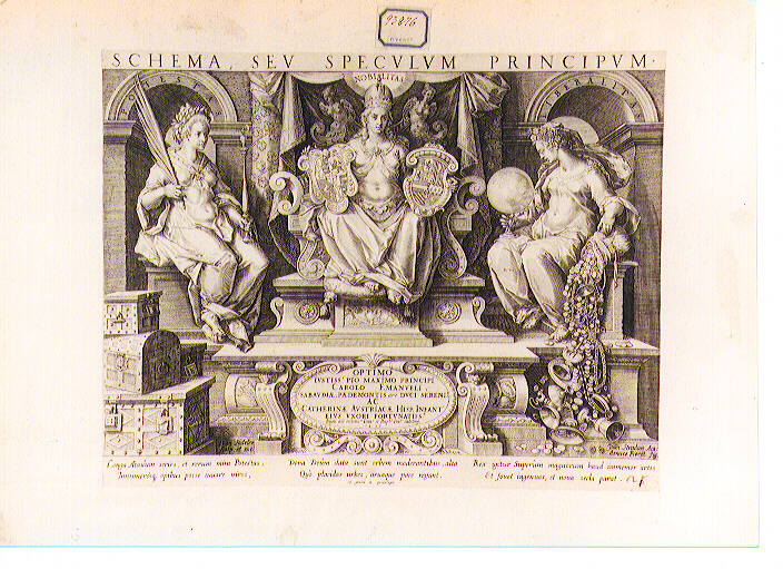 Allegoria del matrimonio tra Carlo Emanuele di Savoia e Caterina Infantedi Spagna (stampa) di Sadeler Jan il Vecchio, Van der Straet Jan detto Giovanni Stradano (sec. XVI)