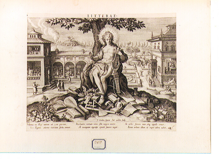 allegoria delle arti e delle scienze (stampa) di Sadeler Jan il Vecchio, Van der Straet Jan detto Giovanni Stradano (sec. XVI)