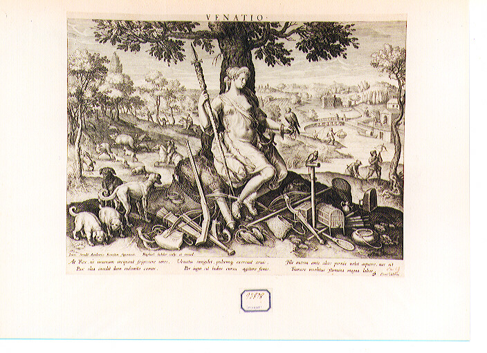 Allegoria della caccia (stampa) di Van der Straet Jan detto Giovanni Stradano, Sadeler Raphael I (sec. XVI)