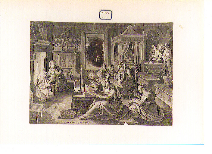 scena familiare (stampa) di Galle Philip, Van der Straet Jan detto Giovanni Stradano (ultimo quarto sec. XVI)