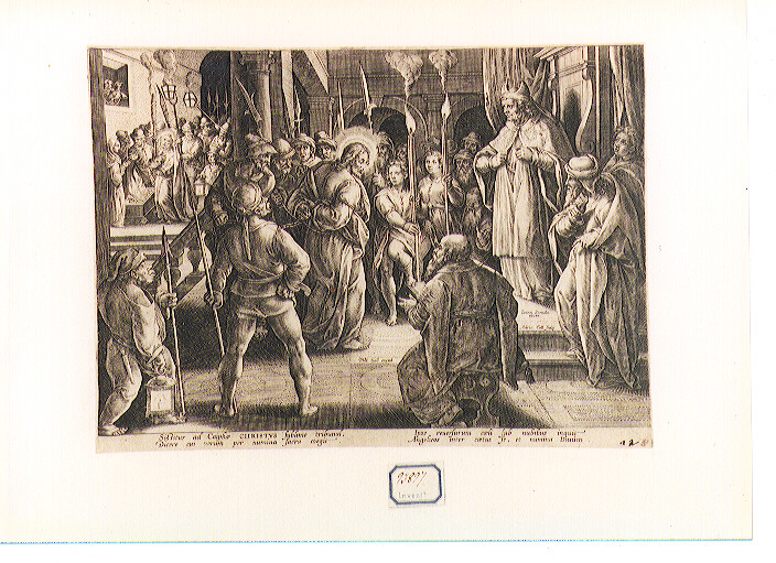 Cristo davanti a Caifa (stampa) di Van der Straet Jan detto Giovanni Stradano, Collaert Adriaen (ultimo quarto sec. XVI)