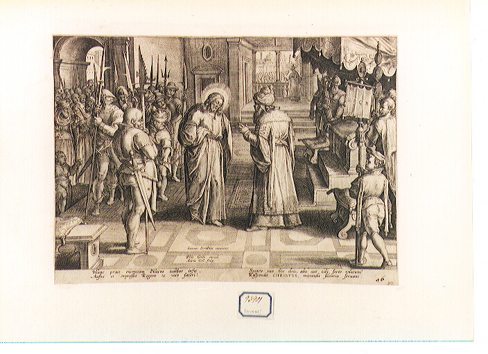 Cristo davanti a Pilato (stampa) di Van der Straet Jan detto Giovanni Stradano, Collaert Adriaen (ultimo quarto sec. XVI)